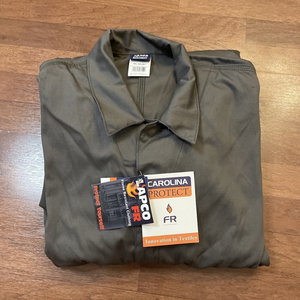 Lapco FR Coveralls Men's 5XL SHORT Gray Long Sleeve New